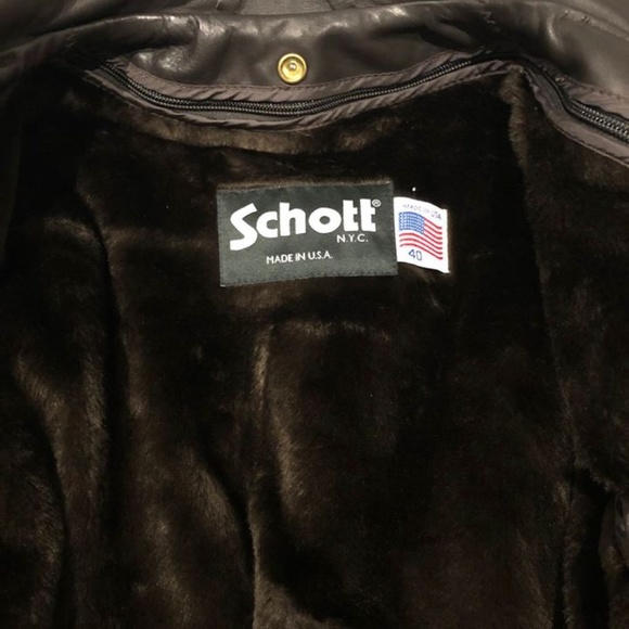 Schott NYC brown lined leather bomber jacket (size - Picture 2 of 3